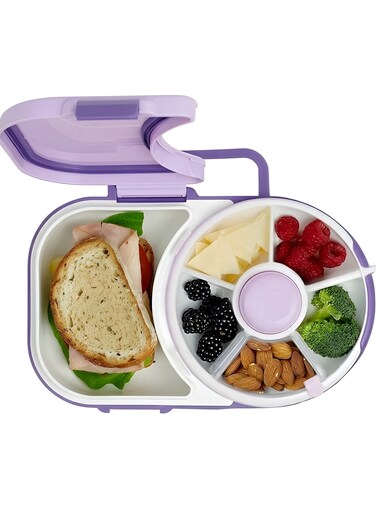 Kids Lunchbox with 5 Compartment Dispenser + Lunchbox &iuml;&frac14;&OElig;2-in-1 Bento Style Lunch Container, 5 Small +1 Large Sandwich Compartment&atilde;&euro;&sbquo;&acirc;&euro;&brvbar; (Purple)