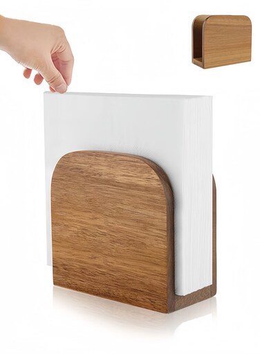 Life Acacia Wood Napkin Holder for Table, Wooden Upright Napkin Holders for Kitchen, Standing Napkin Dispenser for Kitchen Dining Room Party Cocktail Outdoor Use