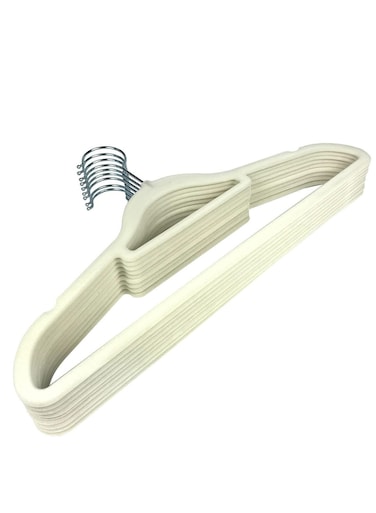 Baby Premium Non-Slip Velvet Hangers [Set of 10] (42cm) &acirc;&euro;&ldquo; Heavy Duty Velvet Suit Hangers with Tie Bar, 360 degree rotatory hook (White)