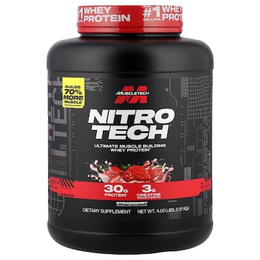 Muscletech Nitro Tech Whey Protein, Strawberry, 4 LB