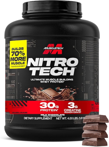 Muscletech Nitro Tech Whey Protein, Milk Chocolate, 4 LB