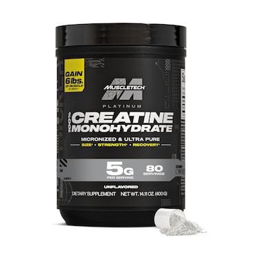 MuscleTech   Platinum   Creatine Monohydrate Powder   Pure Micronized   Muscle Recovery + Builder for Men &amp; Women Workout Supplements   Unflavored   400 grams   80 servings