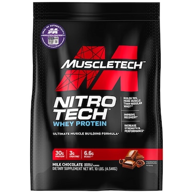 Muscletech Nitro Tech Whey Protein, Milk Chocolate, 10 LB