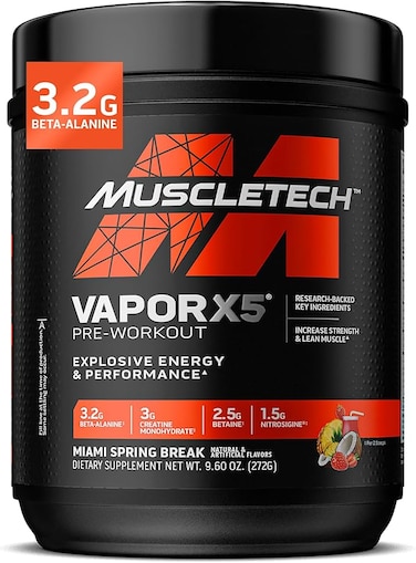 Muscletech Pre Workout Powder   Vapor X5   Pre Workout Powder for Men &amp; Women   PreWorkout Energy Powder Drink Mix   Sports Nutrition Pre-Workout   Miami Spring Break (30 Servings)-Package Varie