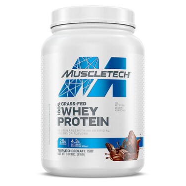 MuscleTech 100% Grass-Fed Whey Protein, Triple Chocolate, 1.8 LB