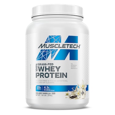 MuscleTech 100% Grass-Fed Whey Protein, Deluxe Vanilla, 1.8 LB
