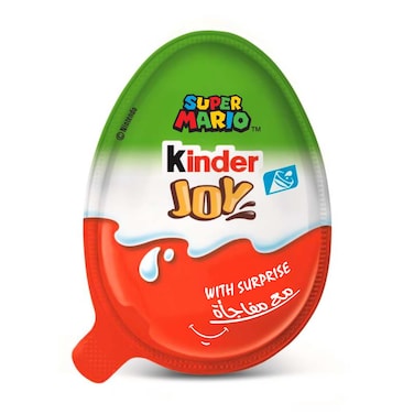 Kinder Joy Super Mario, Cocoa &amp; Milk Cream Egg with Toy, 20g