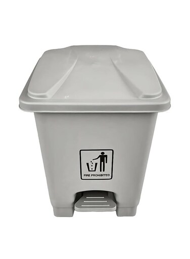 15L Pedal Trash Can - Durable Plastic Garbage Bin with Foot Pedal   Hands-Free Waste Disposal   Ideal for Bathroom, Kitchen, Office &amp; Commercial Use (Grey, 15 Liters)