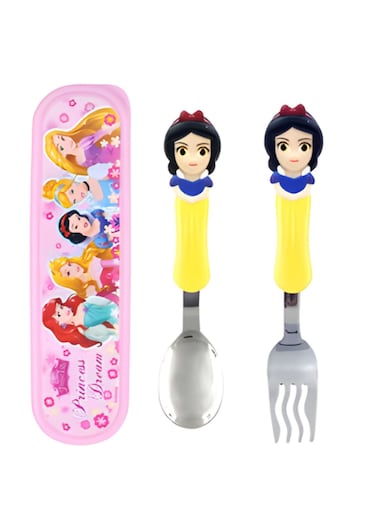 Spoon and Fork Set with Case &acirc;&euro;&ldquo; Snow White Design, Stainless Steel Cutlery for Kids, BPA-Free Travel Utensils