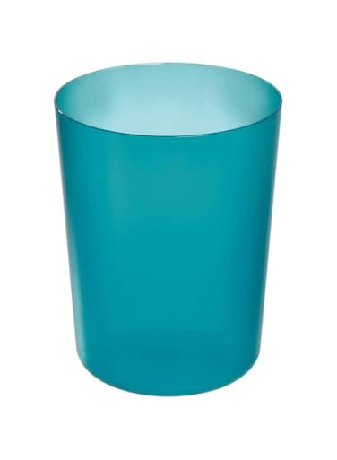 iDesign Finn Compact Round Plastic Trash Can for Bathroom, Bedroom, Home Office, Dorm, 7. 64" x 10", Teal