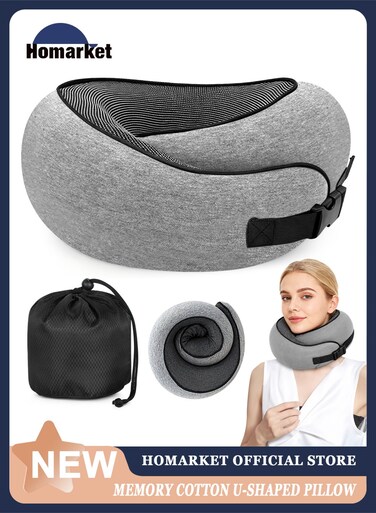 Neck Travel Pillow Memory Foam Neck Pillow for Comfort on Airplane Compact and Ergonomic Design for Travel, Car Rides, and Home Use Ideal for Adults and Kids