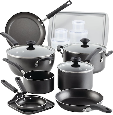Farberware Cookstart Pots and Pans Set 20-Piece   Nonstick Cookware Set - Gray