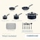 Farberware Cookstart Diamond Max Nonstick Cookware 15Pcs Set, Pots And Pans Set With Glass Lids, Induction Compatible Non-Stick Cookware Set, Fb22309 - Black
