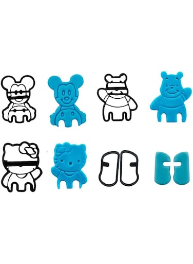 JSA Set of 4 Pcs Micky Mouse Cookie Fondant Dough Cutter and Imprint, Drawing Stencils, Kids Educational Toys, Sugar Craft Stamp, Multipurpose Usage, Made with Reusable Food Grade Plastic (Multicolor)