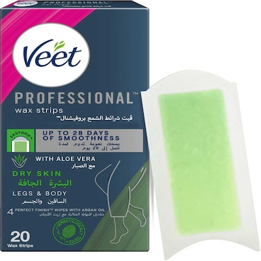 فيت بروفيشينال شرائح الشمع لإزالة الشعر   للبشرة الجافة، الساقين والجسم، 20 شريحة