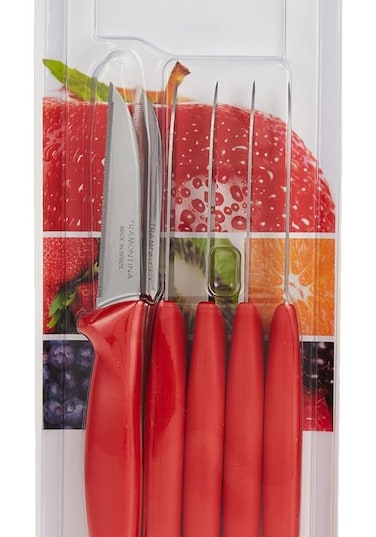 Diamant 6 Pieces Paring Knife Set with Stainless Steel Blade and Red Polypropylene Handle