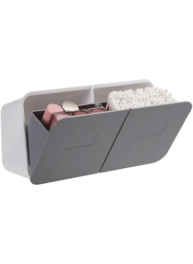 Qtip Holder Tampon Holder for Bathroom Wall Mounted Feminine Product Organizer, Makeup Organizer, Cotton Pads Swabs Holder with Lid Press