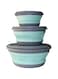 GLE2016 3 PCs Food Grade Silicone Collapsible Bowl Lunch Box - Expandable Food Storage Containers Set -Silicone Salad Bowl with Lid Portable (Blue)