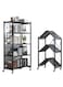 Upgraded Foldable Storage Rack 4-tier Extra stable solid Metal Black 126x71x35cm