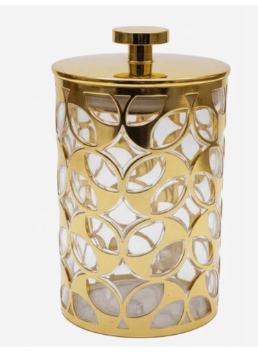 Luxury Round Airtight Acrylic Storage Canister with Transparent Body &amp; Elegant Golden Design Lid &acirc;&euro;&ldquo; Kitchen Storage Jar, 800 ml