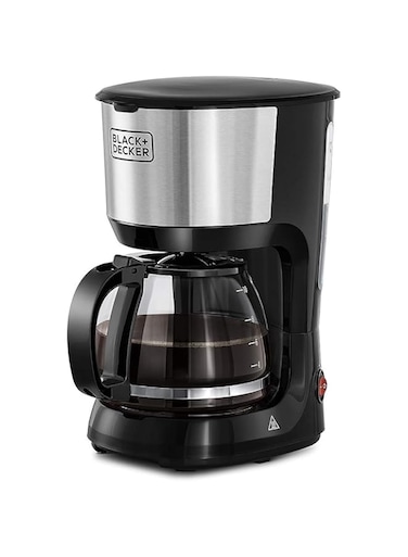 Black+Decker 750W 10 Cup Coffee Maker/Coffee Machine With Glass Carafe For Drip Coffee, Silver/Black - Dcm750S-B5, 2 Years Warranty