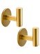 YHRY 2 Pack Adhesive Towel Hooks, Brushed Gold SUS304 Stainless Steel Towel Hooks, Heavy Duty Waterproof Wall Hooks, Self Adhesive Coat Robe Towel Hooks for Bathrooms Kitchen Hotel (Gold)