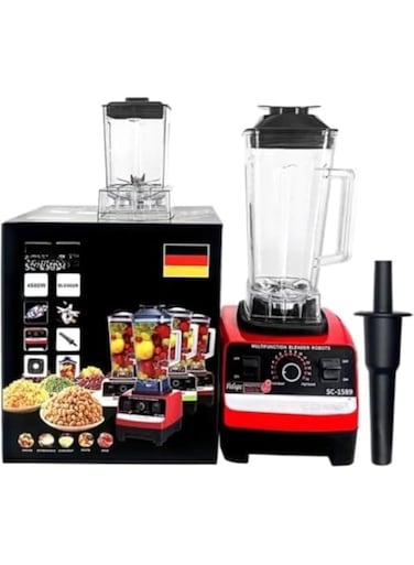 Commercial Grade 4500W Blender Silver Crust 2-in-1 Juicer Mixer Multifunctional Smoothie Maker Grinder Stainless Steel Blades Dishwasher Safe High-Powered Performance Heavy Duty Kitchen Blender