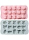 NESLIN 2 Pcs Silicone Candy Molds, Cute Safari Animal Shape 30-Cavity Chocolate Fondant Mold Ice Cube Mold Nonstick Baking Mold for Cake, Jelly, Biscuits, Chocolate, DIY Crafts' (Pink)