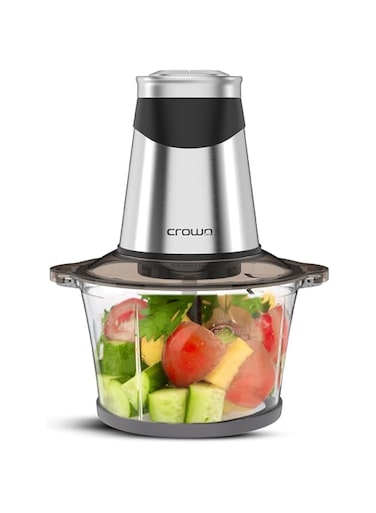 Crownline Electric Food Chopper &amp; Grinder, 500W, 2-Speed with Pulse Function, 1.8L Glass Bowl, 4 Stainless Steel Blades, Multi-Function Mincer for Vegetables &amp; Meat, 220-240V  GC-275