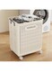 ORCHID M&reg; Collapsible Laundry Basket with Wheels and Handle, Plastic Foldable Laundry Hamper, Versatile Portable Storage Basket, Durable and Practical for Laundry and Bathroom (White, Large)