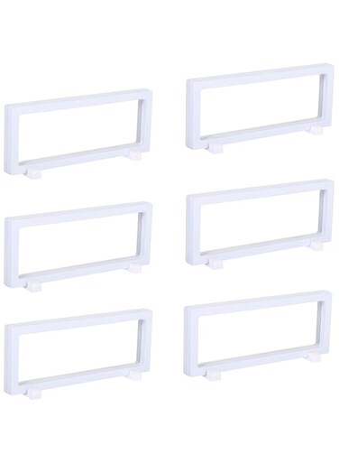 Bolivia's 3D Floating Frame Display Case, 6 PCS Coin Display Case, Clear Box with Base, Floating Frame Jewelry Stand, Rectangle Organizer Box for Coin Medallions Specimen Jewelry