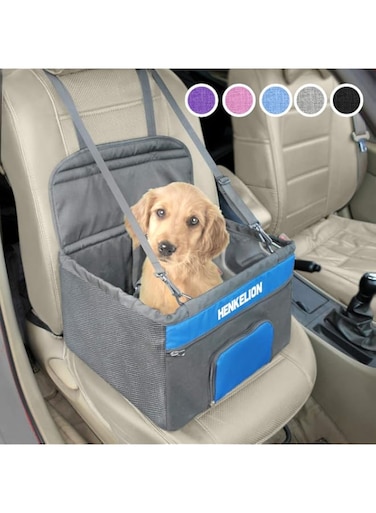 Henkelion Small Dog Car Seat, Dog Booster Seat for Car Front Seat, Pet Booster Car Seat for Small Dogs Medium Dogs Within 30 lbs, Reinforced Dog Car Booster Seat Harness with Seat Belt - Grey