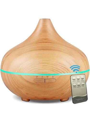 ACHAS Essential Oil Diffuser, 550ml Wood Grain Retro Aroma Diffuser with 2 Mist Outputs, 7 LED Light Options, Auto Shut-Off, BPA-Free for Bedroom, Living Room, Office