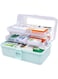 BAOYOUNI 3-Tier Plastic Medicine Storage Box Multi-Functional Family Emergency Organizer Kit with Handle transparent cover for Medical Cosmetic (34 x 20 x 17cm, Light Blue)
