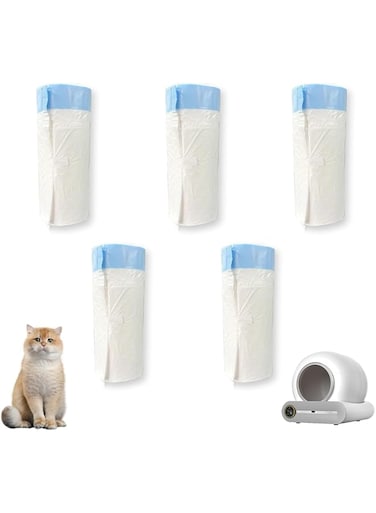 STAYOUNG 5PCS Cat Litter Pan Litter Bags - Drawstring Pet Poop Bags, Eco-friendly, Leak-proof, Waterproof, Durable and Strong, For Cat Litter Box and Dog Litter Box