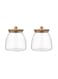 Premium 2pcs Borosilicate Glass Canister Set with Airtight Wooden Lids 500ML