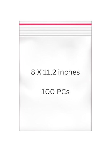 NICE PACK 100 Pieces 8 x 11.2 inches Clear Zip and Lock Bags - Resealable Plastic Zipper Bags
