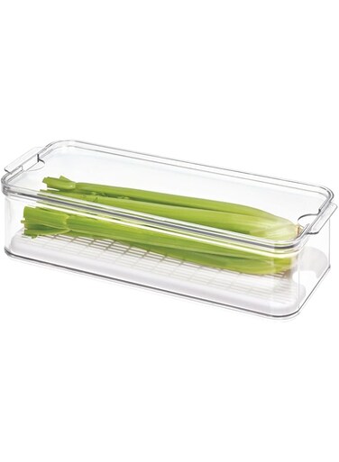 Idesign Crisp Stackable Refrigerator And Pantry Produce Crisp Bin, Clear/White, Id71340Es