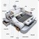 Smart Bed with Projector, Wireless Charging, Bluetooth Speaker, Stool, Small Dressing Table, Safe Box, Side Cabinet and Massage for Back and Neck  King Size Smart Bed Frame - Off White