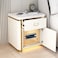 Smart Bedside Table Nightstand with Wireless Charger Bluetooth Speakers Built-in Digital Safe Sensor LED Light USB Ports Storage Drawer and Cabinet Modern Night Stand Bed Side Table for Bedroom White