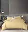 AWD 6-Piece Striped Hotel Duvet Set, Soft Cotton Microfiber Bed Linen, Bedding Set with Quilt, Fitted Sheet, 4 Pillowcases, Super King Size - Yellow