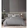 AWD 6-Piece Striped Hotel Duvet Set, Soft Cotton Microfiber Bed Linen, Bedding Set with Quilt, Fitted Sheet, 4 Pillowcases, Super King Size - Gray