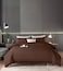 AWD 6-Piece Striped Hotel Duvet Set, Soft Cotton Microfiber Bed Linen, Bedding Set with Quilt, Fitted Sheet, 4 Pillowcases, Super King Size - Brown
