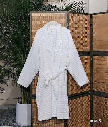100% Cotton Breathable Bathrobe - White