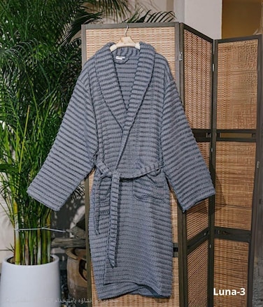100% Cotton Breathable Bathrobe - Gray