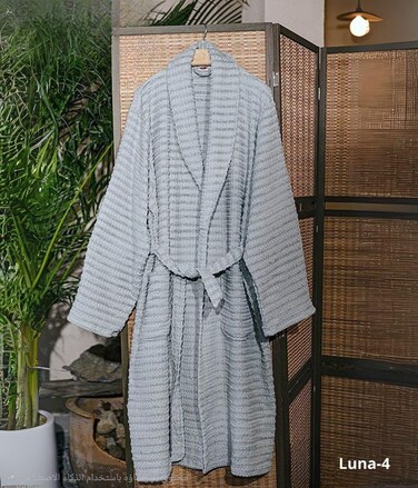 100% Cotton Breathable Bathrobe - Silver
