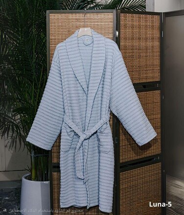 100% Cotton Breathable Bathrobe - Light Blue
