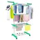 Drying Rack for Clothes, Oversized 4-Tier Foldable Stainless Steel Drying Rack Clothing, Movable Drying Rack with 4 Castors, Rolling Clothes Drying Rack for Bedroom Laundry Room