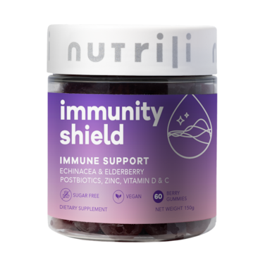 Nutrili Immunity Shield Gummies, (1 month), Zinc, Vitamin D3, Vitamin C, Postbiotics, Elderberry, Echinacea, and Rhodiola