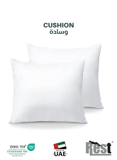 Bedding Throw Pillows Insert Cushion Filler Outer Cover Microfiber Filling 800 grams Ultra Soft Fiber Size 60x60cm , 24x24inch Cushion Inserts Home Decor White (Pack of 2)
